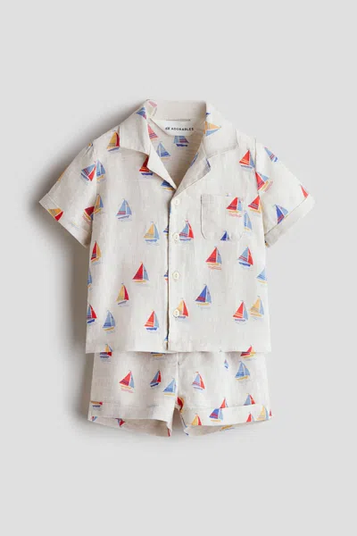 H&m Kids' 2-piece Printed Linen Set In Multi