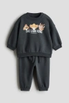 H&m Babies'  2-piece Printed Sweatshirt Set In Black