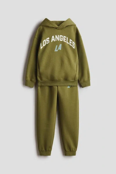 H&m Kids'  2-piece Printed Sweatshirt Set In Green