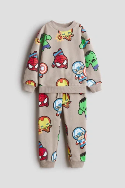 H&m Kids'  2-piece Printed Sweatshirt Set In Multi