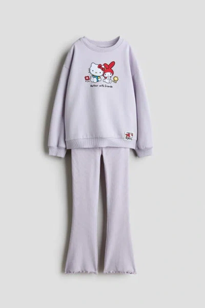 H&m Kids'  2-piece Print-motif Set In Purple