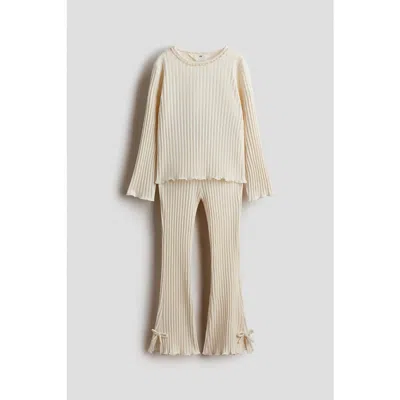 H&m Kids'  2-piece Ribbed Cotton Set In Brown
