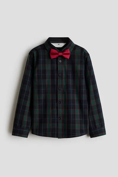 H&m Kids' 2-piece Shirt And Bow Tie Set In Blue