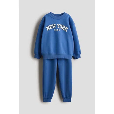 H&m Kids'  2-piece Sweatshirt And Joggers Set In Blue