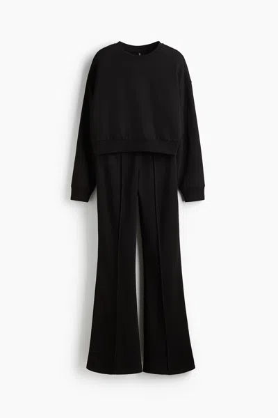 H&m 2-piece Sweatshirt And Joggers Set In Black