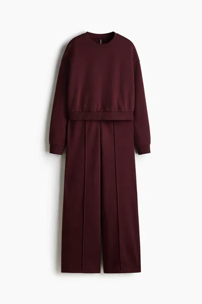 H&m 2-piece Sweatshirt And Joggers Set In Burgundy