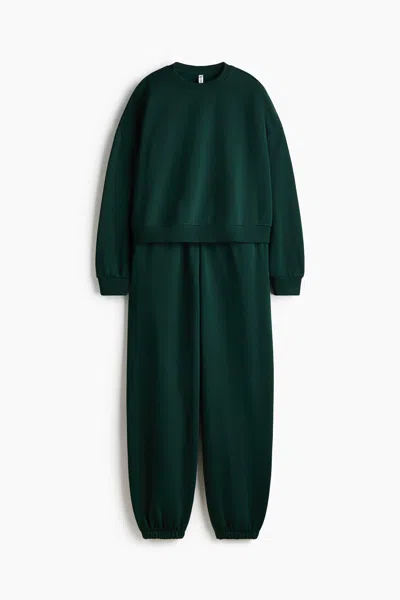 H&m 2-piece Sweatshirt And Joggers Set In Green