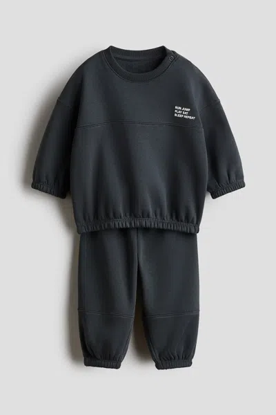 H&m Kids' 2-piece Sweatshirt And Joggers Set In Gray