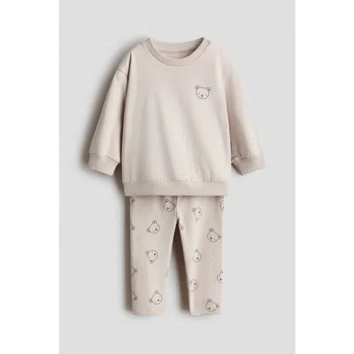 H&m Babies'  2-piece Sweatshirt And Leggings Set In Brown