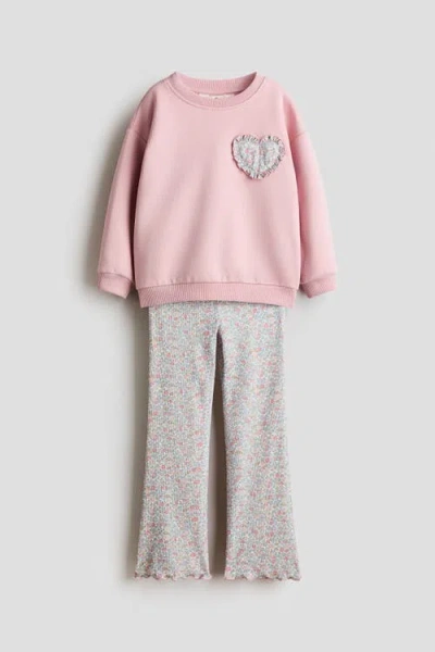 H&m Kids'  2-piece Sweatshirt And Leggings Set In Pink