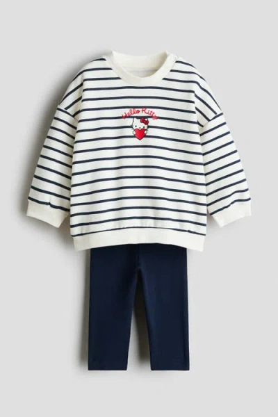 H&m Babies'  2-piece Sweatshirt And Leggings Set In Black