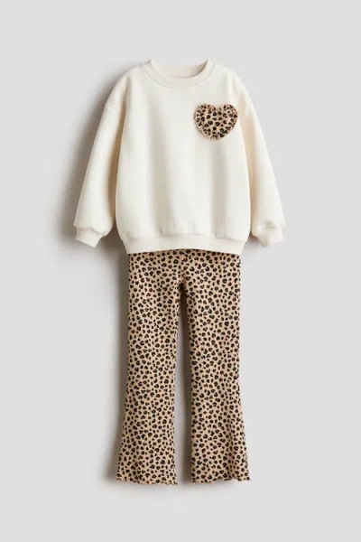 H&m Kids'  2-piece Sweatshirt And Leggings Set In White