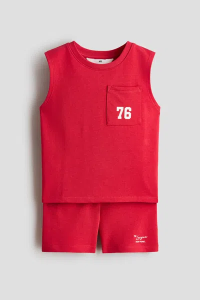 H&m Kids' 2-piece Sweatshirt Fabric Set In Red