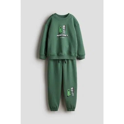 H&m Kids'  2-piece Sweatshirt Set In Green