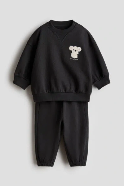 H&m Babies'  2-piece Sweatshirt Set In Black