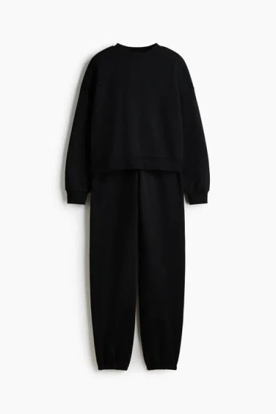 H&m 2-piece Sweatshirt Set In Black