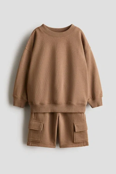 H&m Kids'  2-piece Sweatshirt Set In Brown