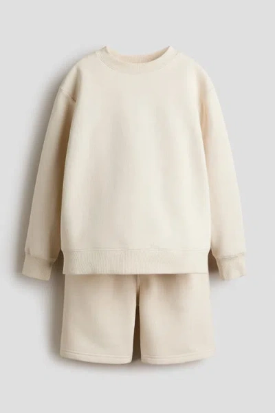 H&m Kids'  2-piece Sweatshirt Set In White