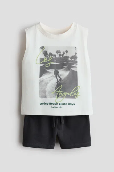 H&m Kids' 2-piece Tank Top And Shorts Set In Black