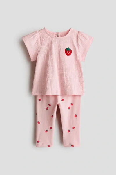 H&m Babies'  2-piece Top And Leggings Set In Brown