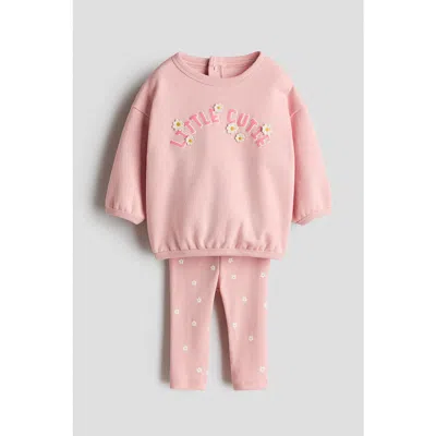 H&m Babies'  2-piece Top And Leggings Set In Pink