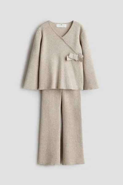 H&m Kids'  2-piece Top And Leggings Set In Neutral