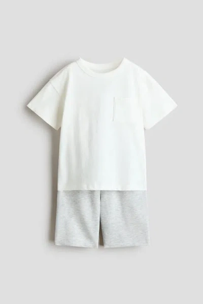 H&m Kids'  2-piece T-shirt And Shorts Set In White