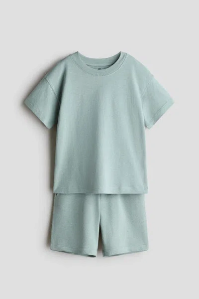 H&m Kids'  2-piece T-shirt And Shorts Set In Gray