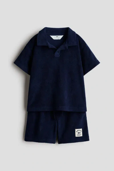 H&m Kids'  2-piece Velour Set In Blue
