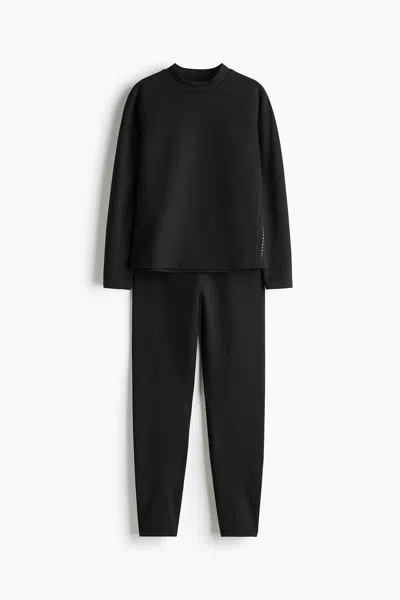 H&m Kids' 2-piece Warm Base Layer Set With Thermomove In Black
