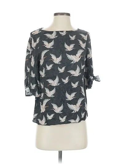 Pre-owned H&m 3/4 Sleeve Blouse In Black