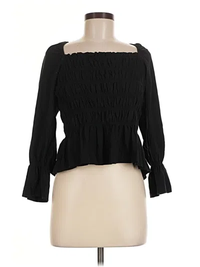 Pre-owned H&m 3/4 Sleeve Blouse In Black