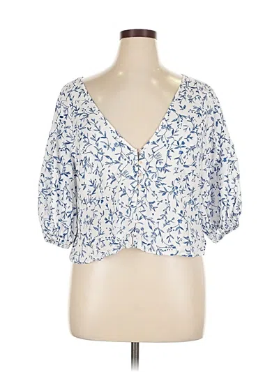 Pre-owned H&m 3/4 Sleeve Blouse In Blue