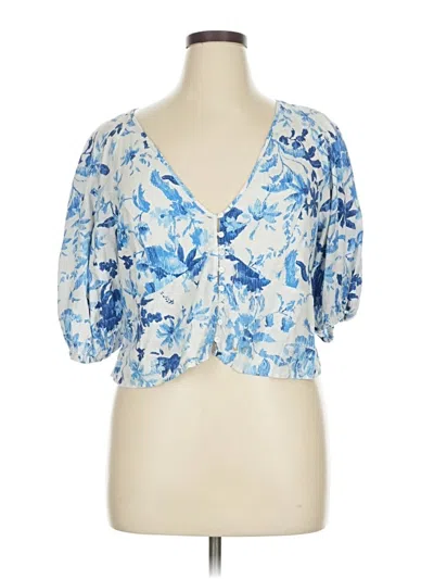 Pre-owned H&m 3/4 Sleeve Blouse In Blue