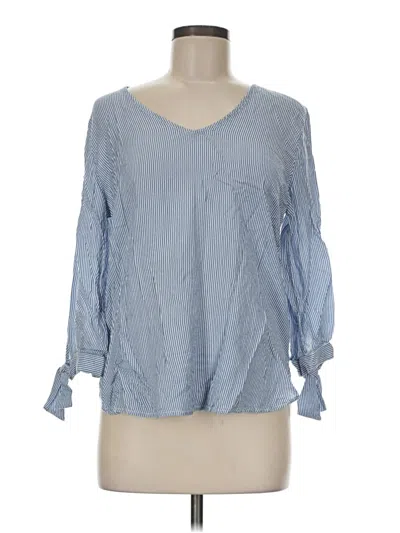 Pre-owned H&m 3/4 Sleeve Blouse In Blue