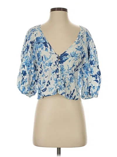 Pre-owned H&m 3/4 Sleeve Blouse In Blue