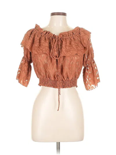 Pre-owned H&m 3/4 Sleeve Blouse In Brown