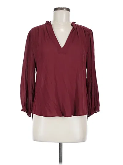 Pre-owned H&m 3/4 Sleeve Blouse In Burgundy