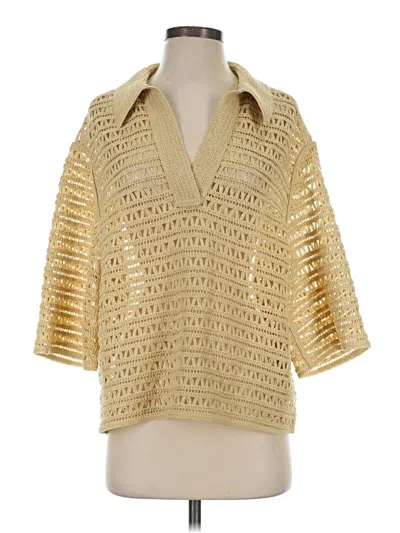 Pre-owned H&m 3/4 Sleeve Blouse In Gold