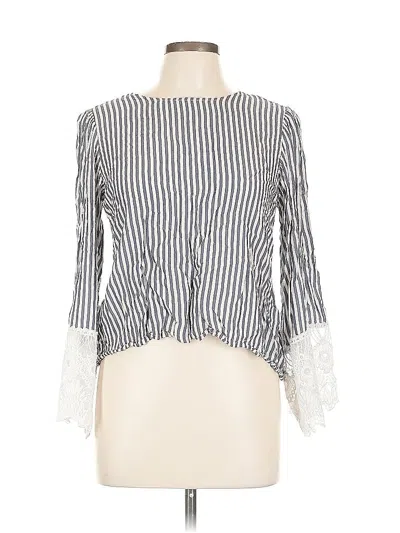 Pre-owned H&m 3/4 Sleeve Blouse In Gray