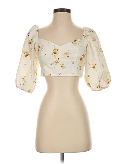 Pre-owned H&m 3/4 Sleeve Blouse In Ivory
