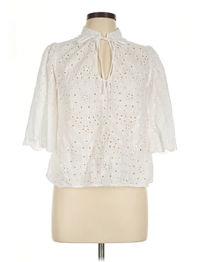 Pre-owned H&m 3/4 Sleeve Blouse In Ivory