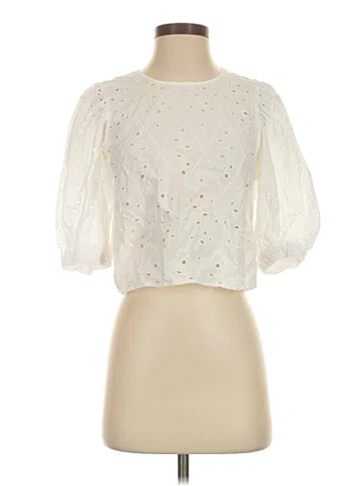 Pre-owned H&m 3/4 Sleeve Blouse In Ivory