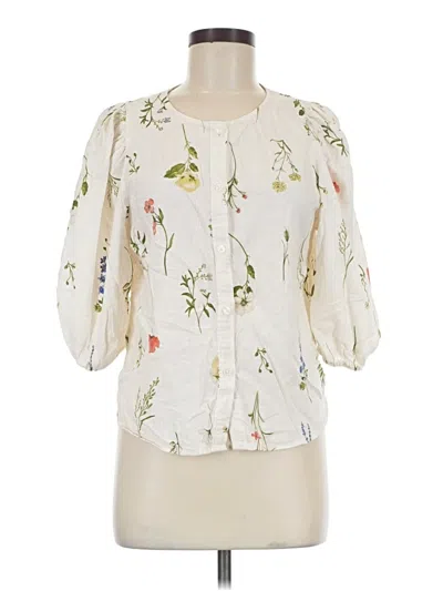 Pre-owned H&m 3/4 Sleeve Blouse In Ivory
