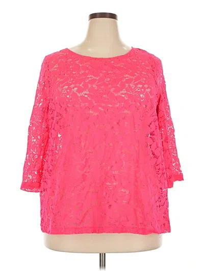 Pre-owned H&m 3/4 Sleeve Blouse In Pink