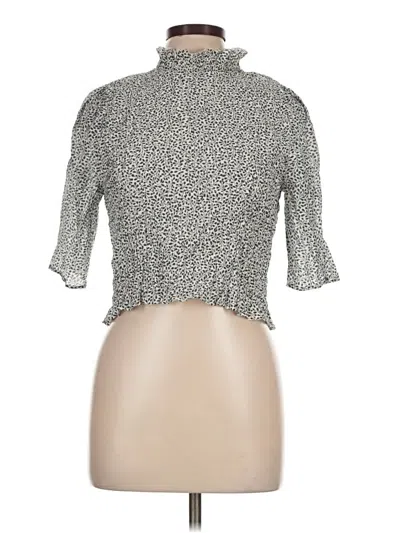 H&m 3/4 Sleeve Blouse In Silver
