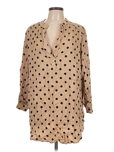 Pre-owned H&m 3/4 Sleeve Blouse In Tan