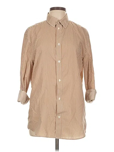 Pre-owned H&m 3/4 Sleeve Blouse In Tan
