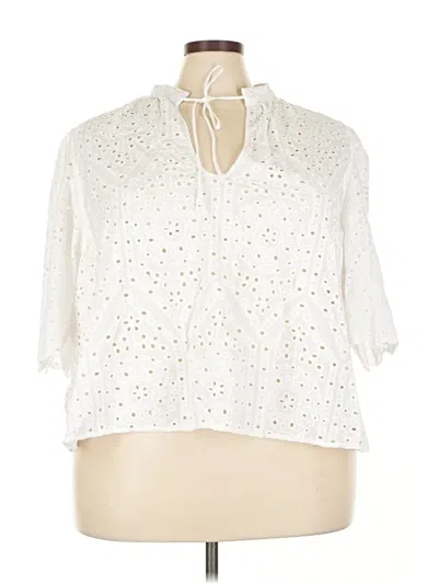 Pre-owned H&m 3/4 Sleeve Blouse In White