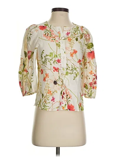 Pre-owned H&m 3/4 Sleeve Blouse In White